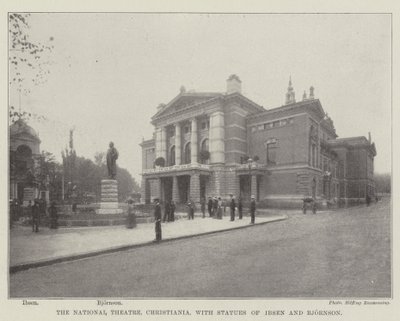 The National Theatre, Christiania, with Statues of Ibsen and Bjornson by English Photographer