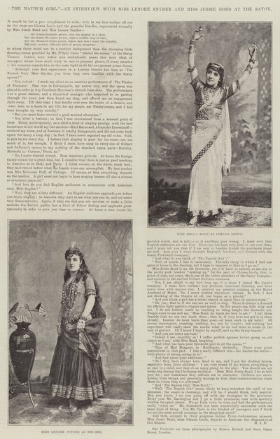 The Nautch Girl, an Interview with Miss Lenore Snyder and Miss Jessie Bond at the Savoy by English Photographer