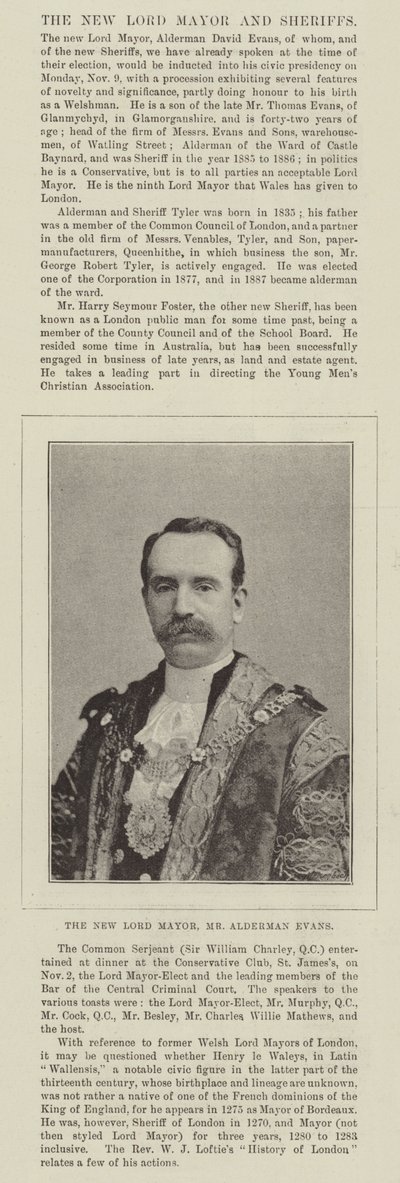 The New Lord Mayor, Mr Alderman Evans by English Photographer