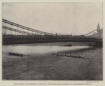 The Oxford and Cambridge Boat-Race, the Dark Blues Leading at Hammersmith Bridge by English Photographer