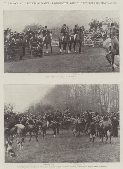The Prince and Princess of Wales at Badminton, with the Beaufort Hounds, 4 March by English Photographer