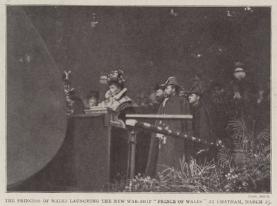 The Princess of Wales Launching the New War-Ship Prince of Wales at Chatham, 25 March by English Photographer