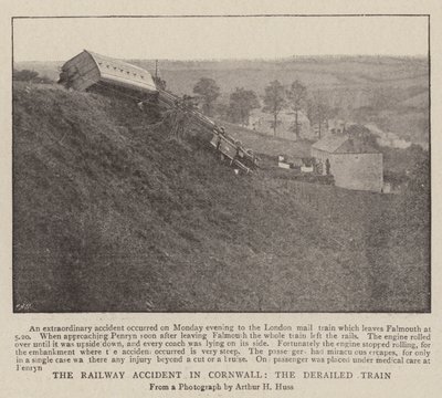 The Railway Accident in Cornwall, the Derailed Train by English Photographer