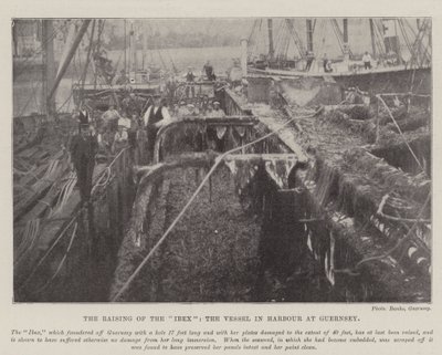 The Raising of the Ibex, the Vessel in Harbour at Guernsey by English Photographer