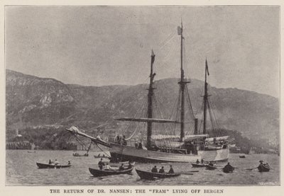 The Return of Dr Nansen, the Fram lying off Bergen by English Photographer