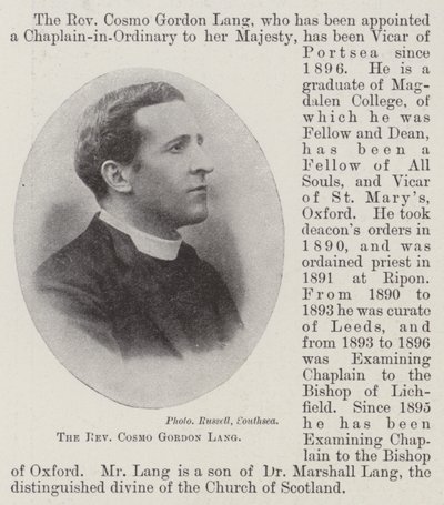 The Reverend Cosmo Gordon Lang by English Photographer