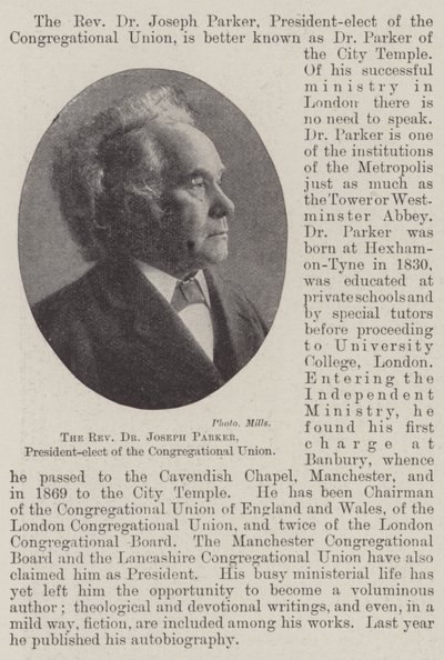 The Reverend Dr Joseph Parker, President-elect of the Congregational Union by English Photographer