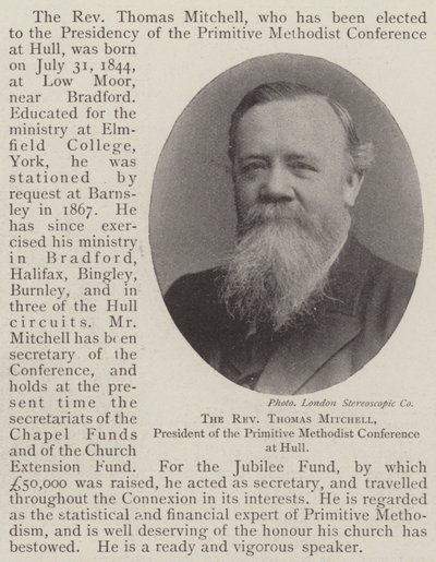 The Reverend Thomas Mitchell, President of the Primitive Methodist Conference at Hull by English Photographer