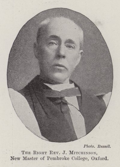 The Right Reverend J Mitchinson, New Master of Pembroke College, Oxford by English Photographer