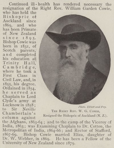 The Right Reverend W G Cowie, resigned Bishop of Auckland (New Zealand) by English Photographer