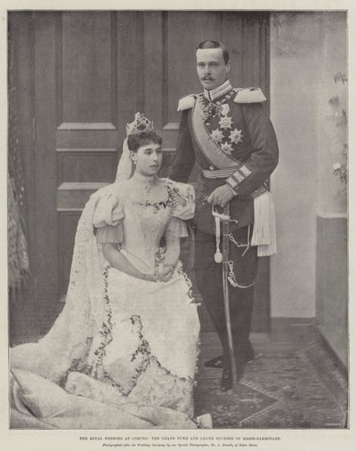The Royal Wedding at Coburg, the Grand Duke and Grand Duchess of Hesse-Darmstadt by English Photographer