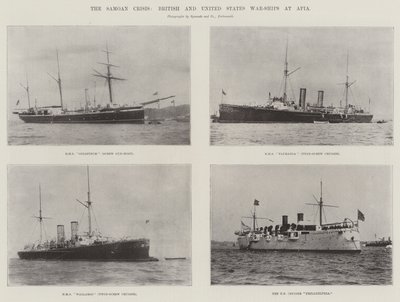 The Samoan Crisis, British and United States War-Ships at Apia by English Photographer