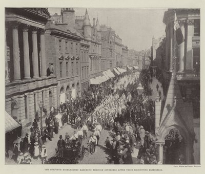The Seaforth Highlanders marching through Inverness after their Recruiting Expedition by English Photographer