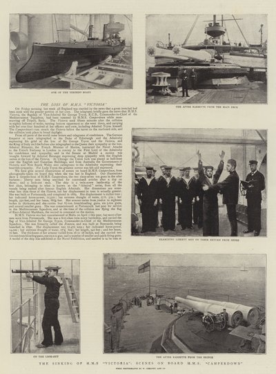 The Sinking of HMS Victoria, Scenes on Board HMS Camperdown by English Photographer