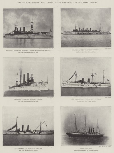 Spanish-American War, United States War-Ships, and the Liner Paris by English Photographer