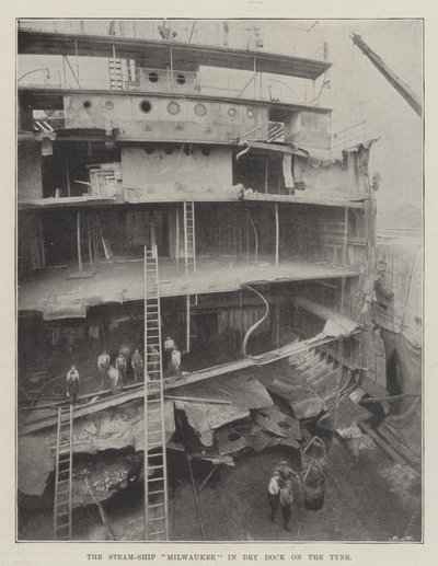 The Steam-Ship Milwaukee in Dry Dock on the Tyne by English Photographer