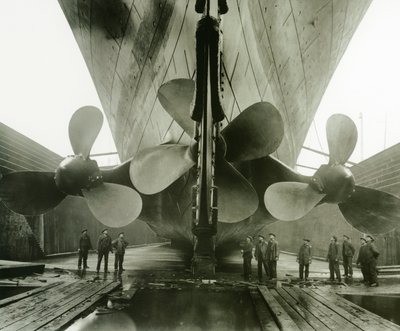 The Titanics propellers in the Thompson Graving Dock of Harland and Wolff, Belfast, Ireland, 1910-11 by English Photographer