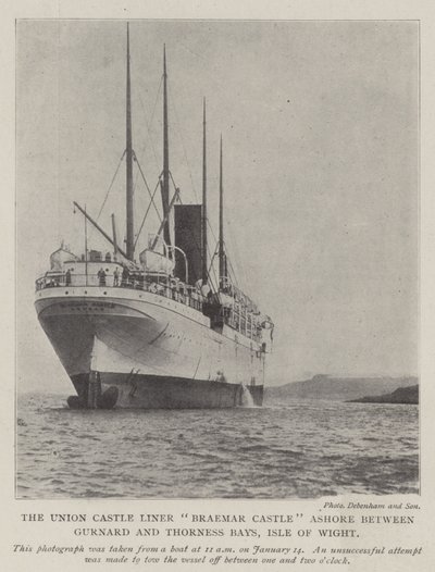 The Union Castle Liner Braemar Castle Ashore between Gurnard and Thorness Bays, Isle of Wight by English Photographer