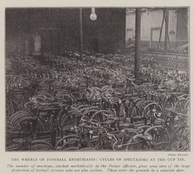 The Wheels of Football Enthusiasts, Cycles of Spectators at the Cup Tie by English Photographer