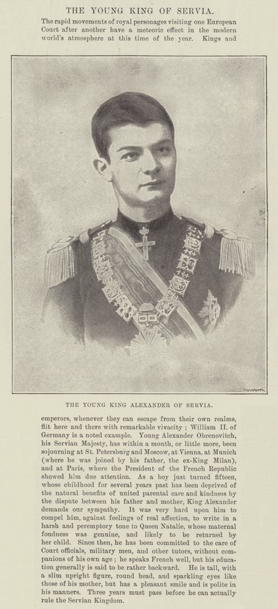The Young King Alexander of Serbia by English Photographer