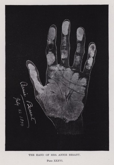 The hand of Mrs Annie Besant by English Photographer