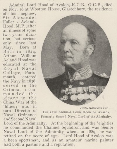 The late Admiral Lord Hood of Avalon, formerly Second Naval Lord of the Admiralty by English Photographer