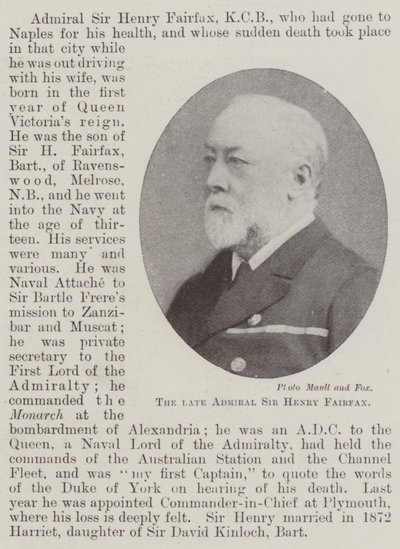 The late Admiral Sir Henry Fairfax by English Photographer