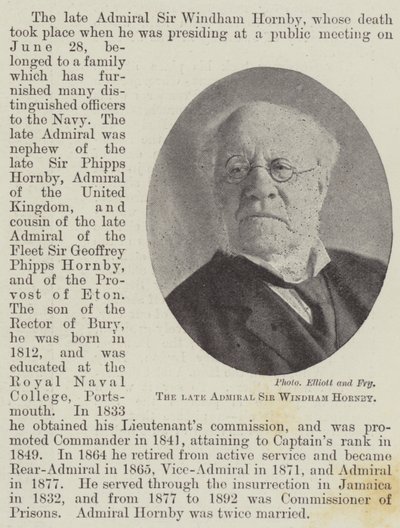 The Late Admiral Sir Windham Hornby by English Photographer
