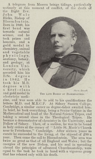 The late Bishop of Bloemfontein by English Photographer