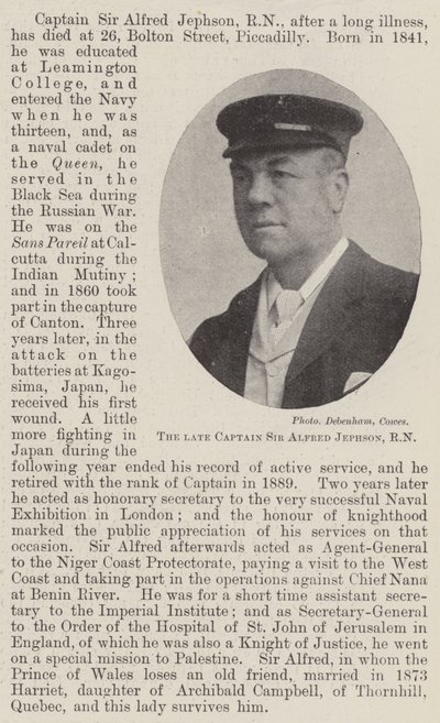 The late Captain Sir Alfred Jephson, RN by English Photographer