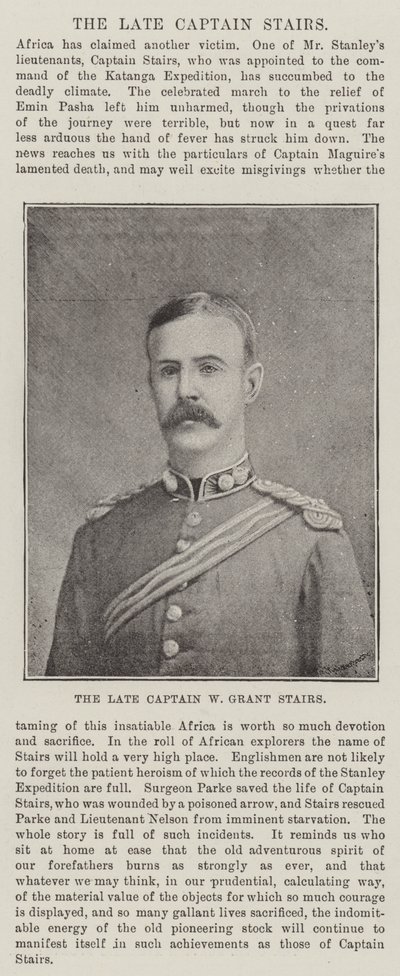 The Late Captain W. Grant Stairs by English Photographer