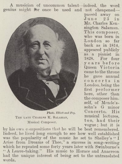 The late Charles K Salaman, Musical Composer by English Photographer
