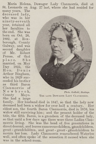 The late Dowager Lady Clanmorris by English Photographer