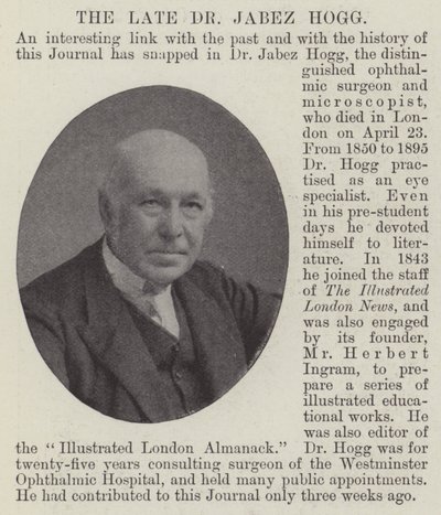 The late Dr Jabez Hogg by English Photographer