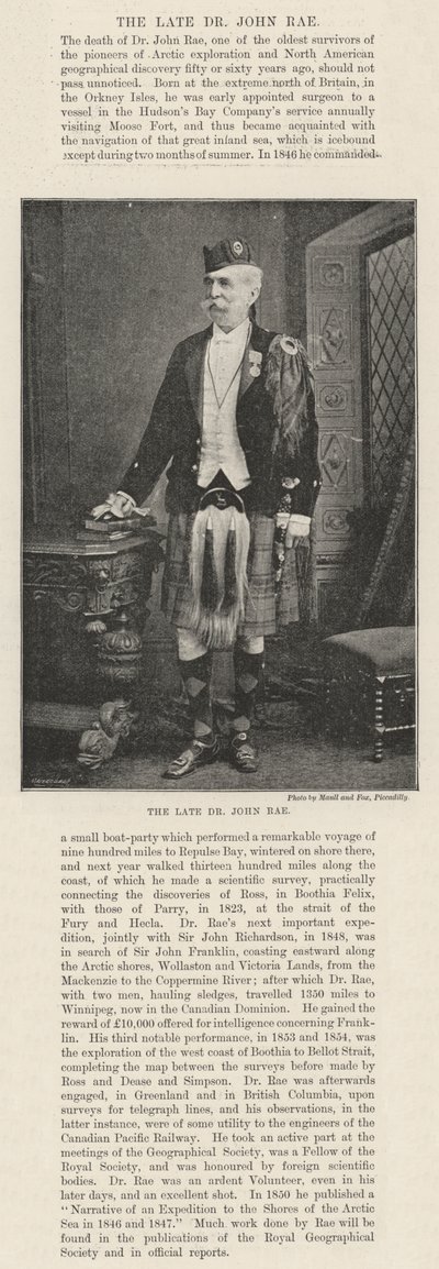 The late Dr John Rae by English Photographer