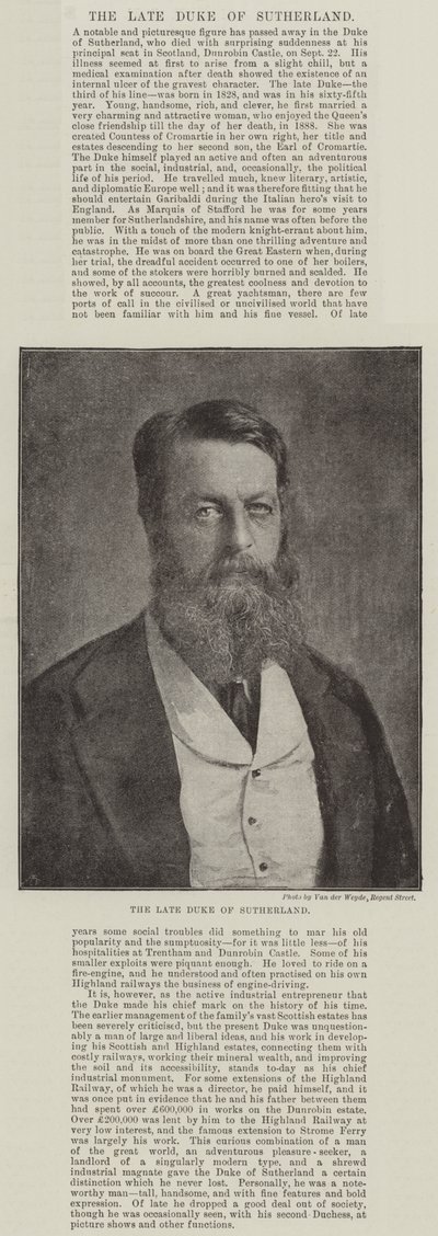 The late Duke of Sutherland by English Photographer