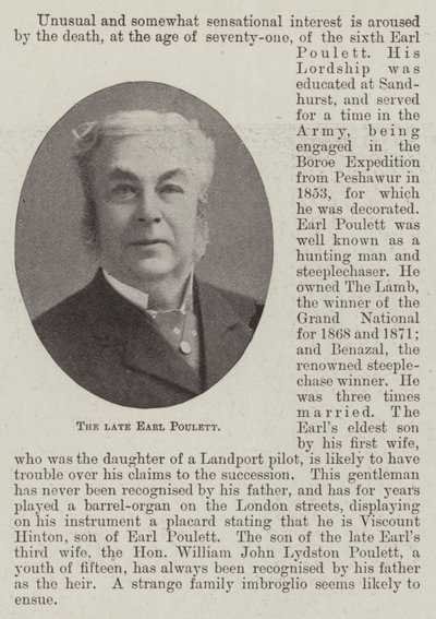 The Late Earl Poulett by English Photographer