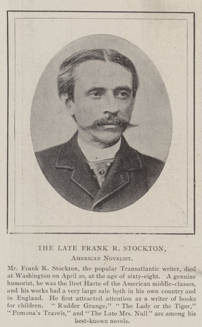 The Late Frank R Stockton, American Novelist by English Photographer