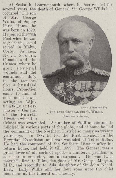 The late General Sir G Willis, Crimean Veteran by English Photographer