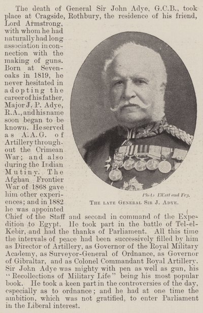 The Late General Sir J Adye by English Photographer