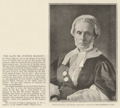 The late Honourable Sir Henry Manisty, Judge of the Supreme Court by English Photographer