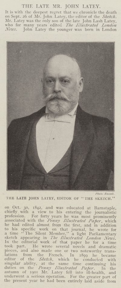 The Late John Latey, Editor of The Sketch by English Photographer