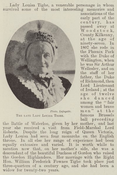 The late Lady Louisa Tighe by English Photographer