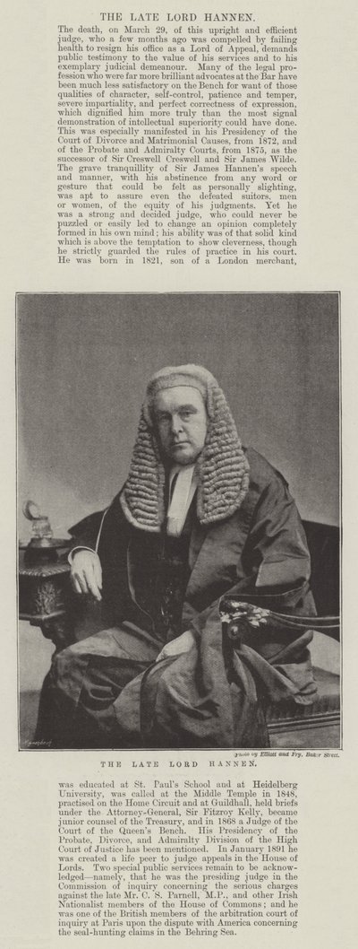 The late Lord Hannen by English Photographer
