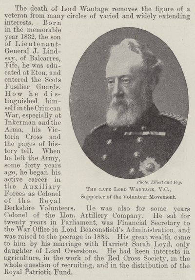 The late Lord Wantage, VC, Supporter of the Volunteer Movement by English Photographer