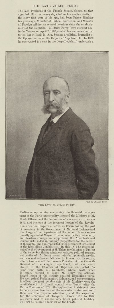 The late M Jules Ferry by English Photographer