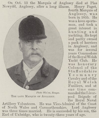 The late Marquis of Anglesey by English Photographer