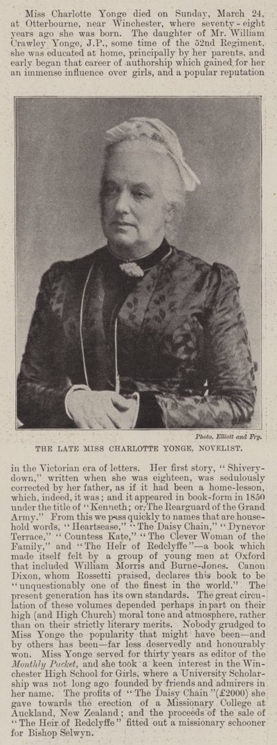 The Late Miss Charlotte Yonge, Novelist by English Photographer