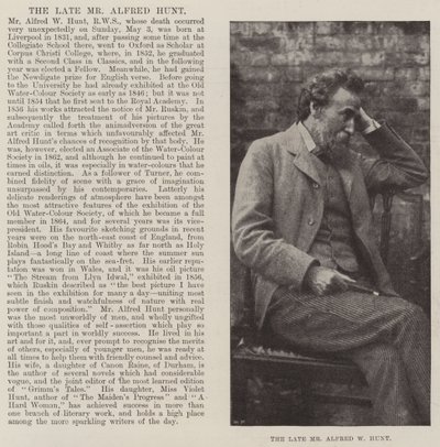 The late Mr Alfred W Hunt by English Photographer