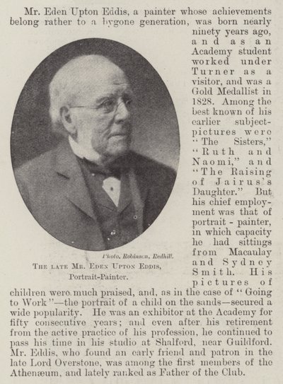 The late Mr Eden Upton Eddis, Portrait-Painter by English Photographer